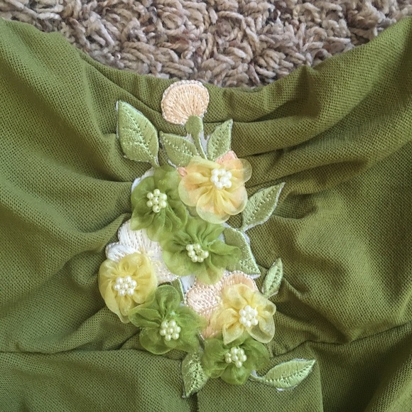 Vintage Y2K Mesh Blossom Flower Strapless Fairy top - Picture 2 of 9